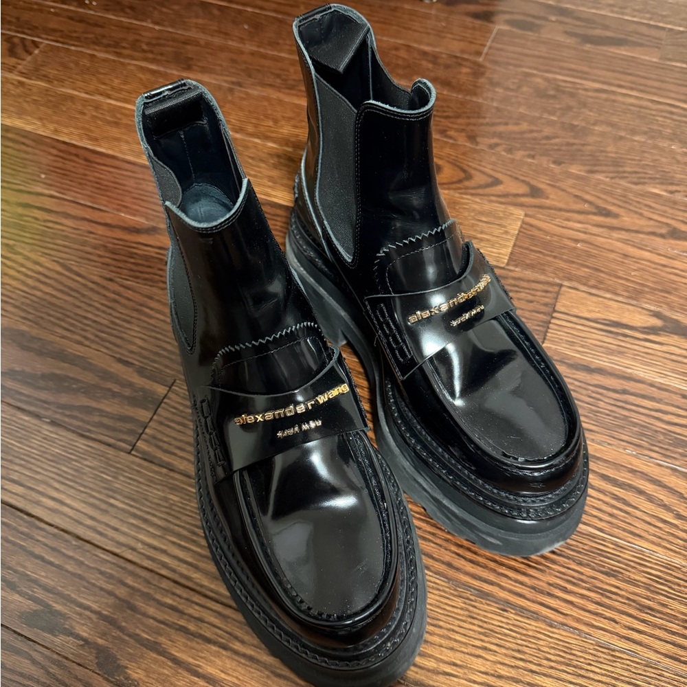 Alexander Wang Black Patent Leather Platform Shoes